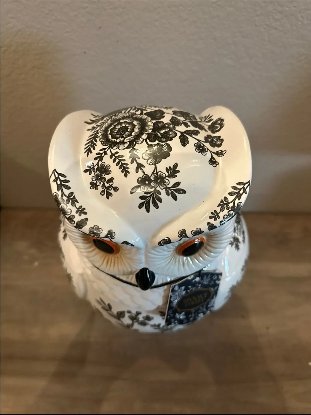 New! Spooky Street Owl Halloween Cookie Jar Ceramic